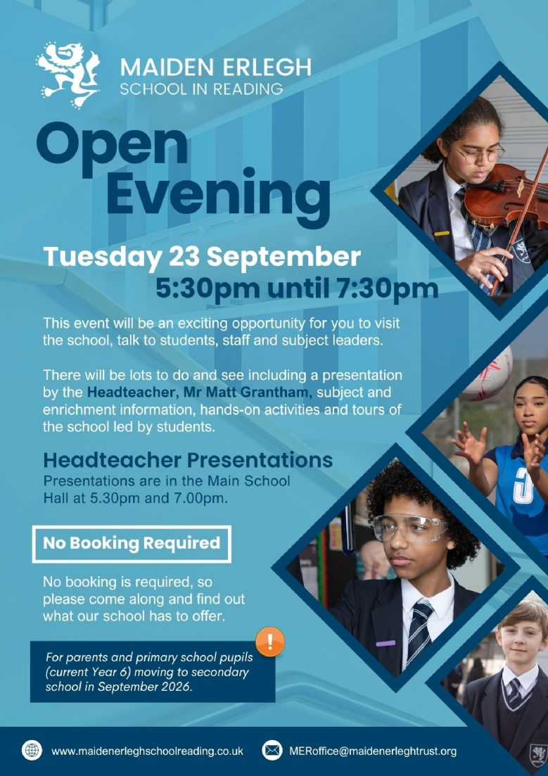 Open Evening - September 2025 Poster giving information about the Open Event in September